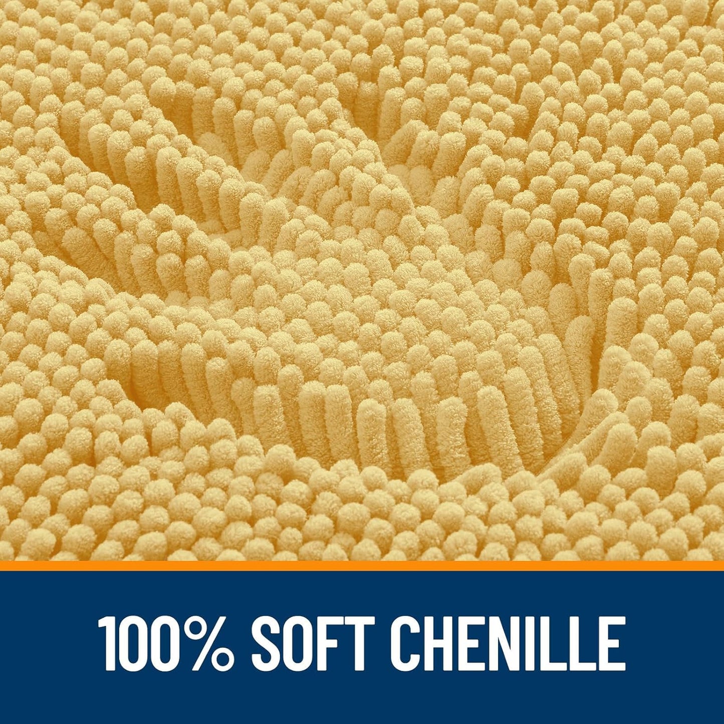 OLANLY Bathroom Rugs 36x24, Extra Soft Absorbent Chenille Bath Rugs, Rubber Backing Quick Dry, Machine Washable Bath Mats for Bathroom Floor, Tub and Shower, Home Decor Accessories, Yellow