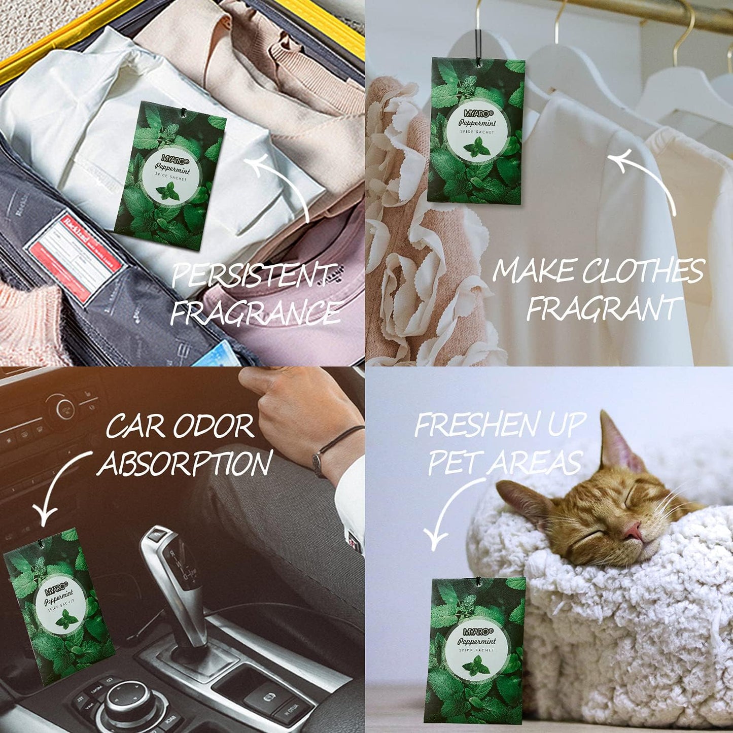 MYARO 12 Packs Peppermint Potpourri Bags Sachets for Drawer and Closet, Long-Lasting Drawer fresheners Closet sachets Home Fragrance