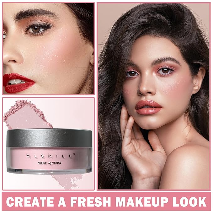 Oil Control Loose Powder Makeup Pink Translucent Setting Powder Shimmer Long Lasting Lightweight Polvo Traslucido Maquillaje Para Mujer Face Powder Makeup - 02 Pink Shimmer