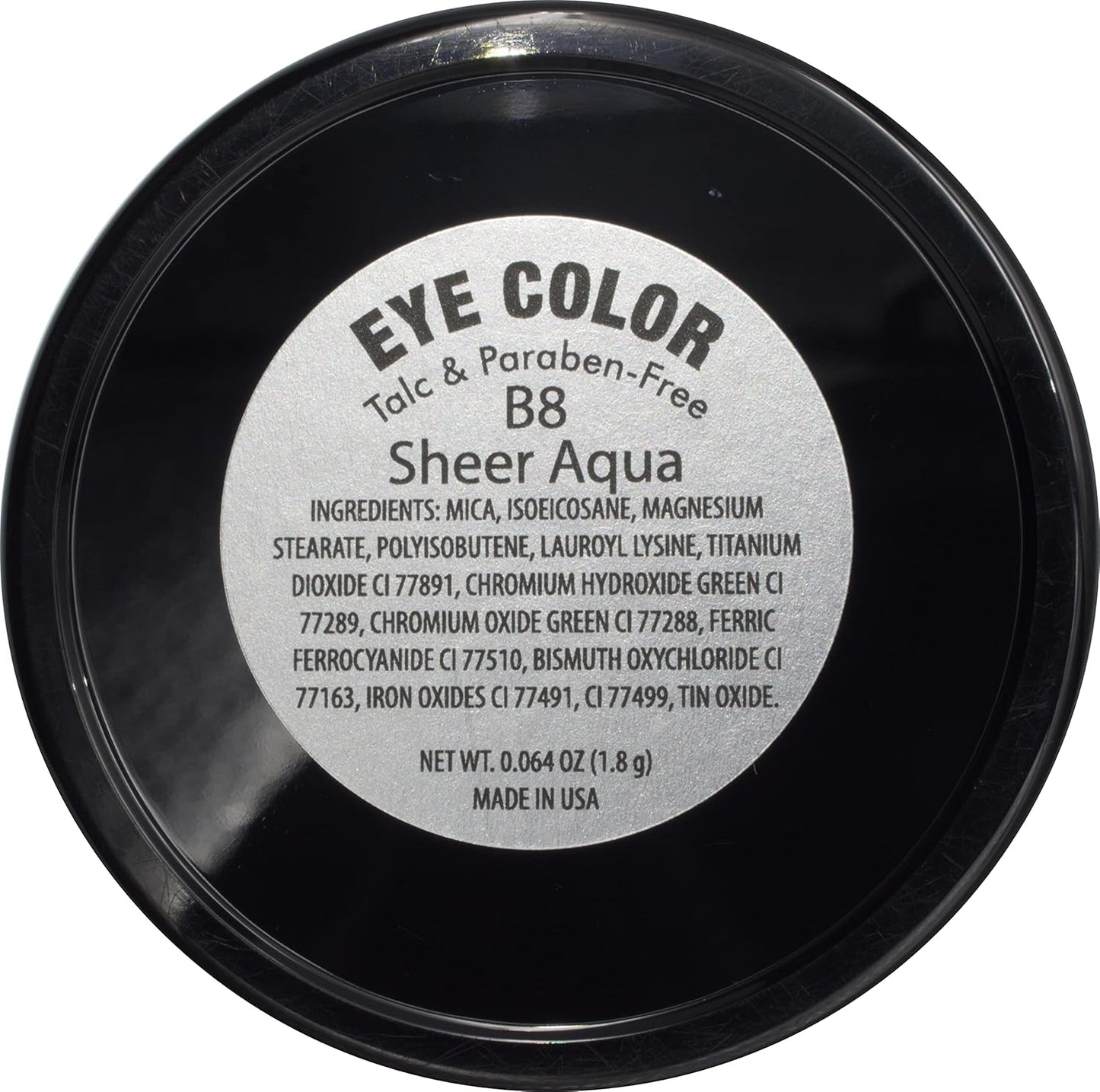 Sheer Aqua Shimmering Teal Blue Green Pressed Powder Single Vegan Eyeshadow; Talc, Paraben & Cruelty Free