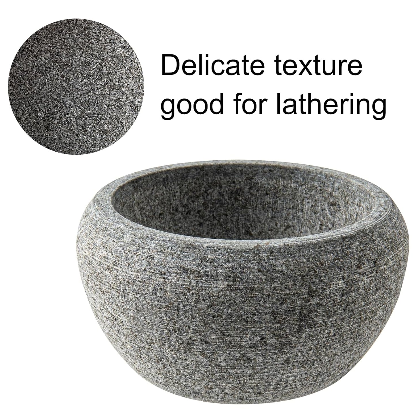 Shaving Soap & Cream Bowl for Men, Natural Granite Stone, Keep Warm Better, Easier to Lather