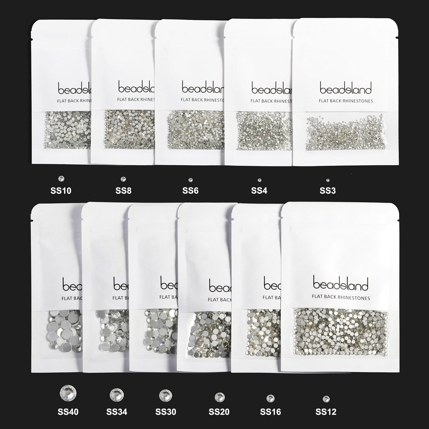 beadsland Flat Back Crystal Rhinestones Round Gems for Nail Art and Craft Glue Fix,Rose (1.9-2.0mm) SS6/1440pcs