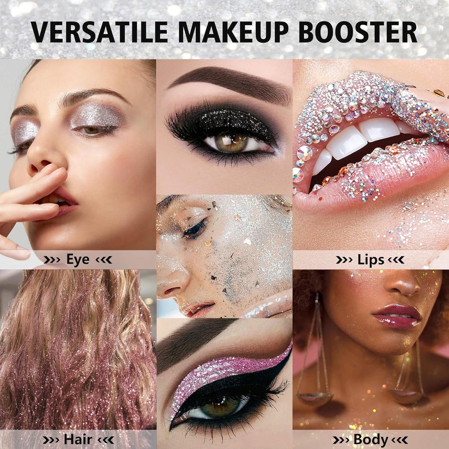 Chunky Glitter – Black Smokey Pressed Glitter for Eyes, Lips, Face & Body – Long-Lasting Sparkle for Festival, Party, Cosplay, Makeup Looks – Layer as Eyeshadow Topper（Starry Nights）