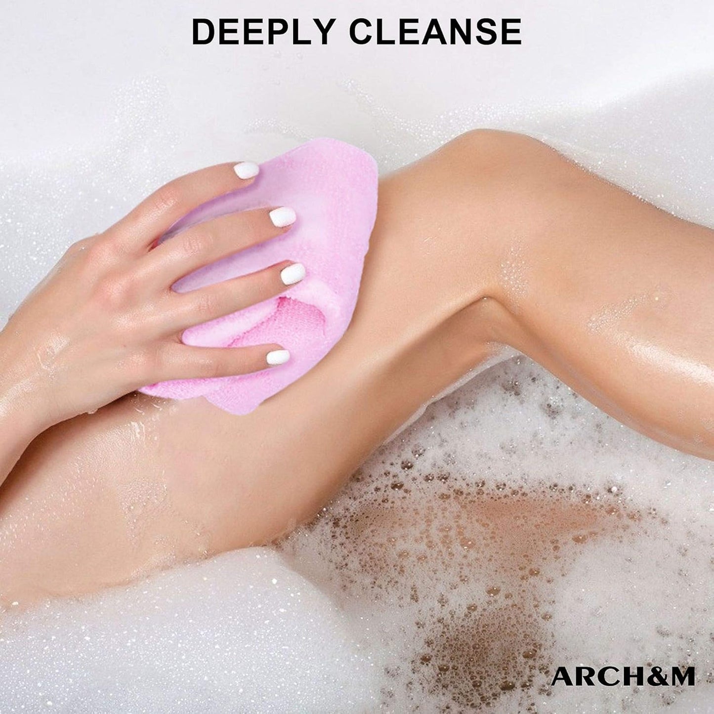 ARCH&M Exfoliating Washcloth 12 Pack Back Scrubber for Shower Towel Body Scrubber Microabrasion Sponge Japanese Bath Wash Korean Beauty Wash Cloth Loofah Exfoliating Scrubber Peach Purple Pink