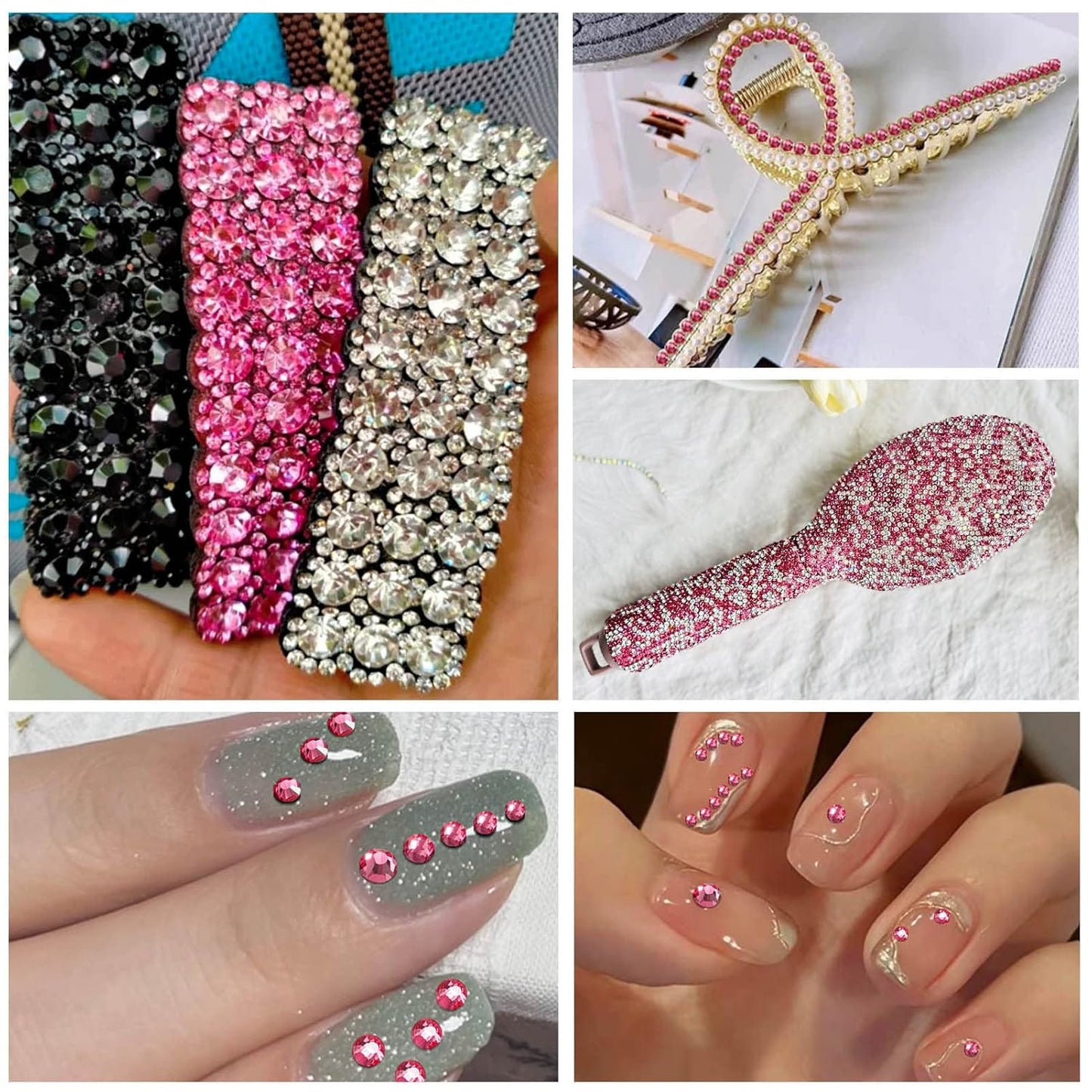 beadsland 1440pcs Flat Back Crystal Rhinestones Round Gems for Nail Art and Craft Glue Fix,Rose(SS10(2.7-2.8mm))