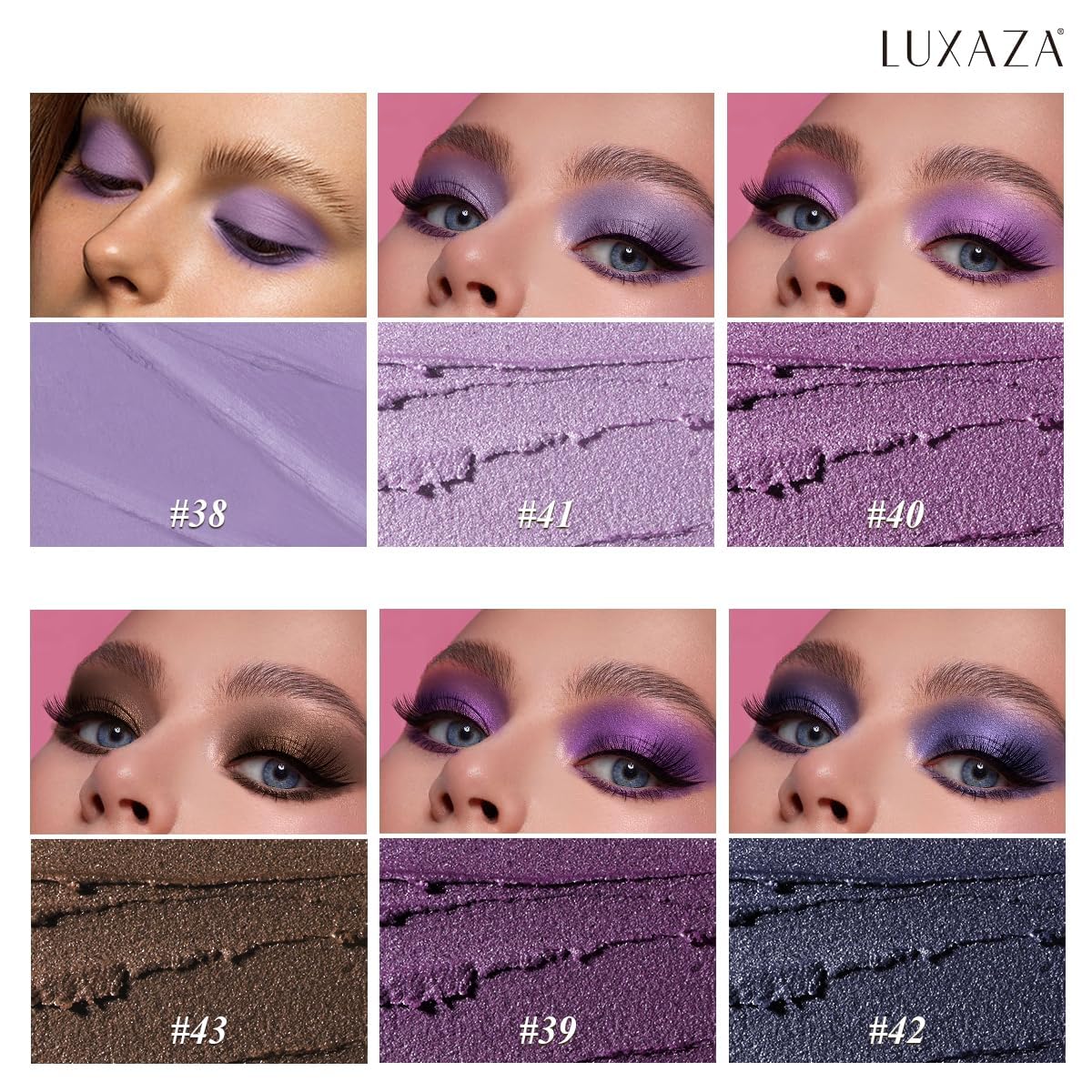 Purple Eyeshadow Stick 6PCS Set, Metallic Shimmer Matte Cream Eye Shadow Palette Eyeliner Brightener Pencil Crayon Halloween Makeup- LAVENDER