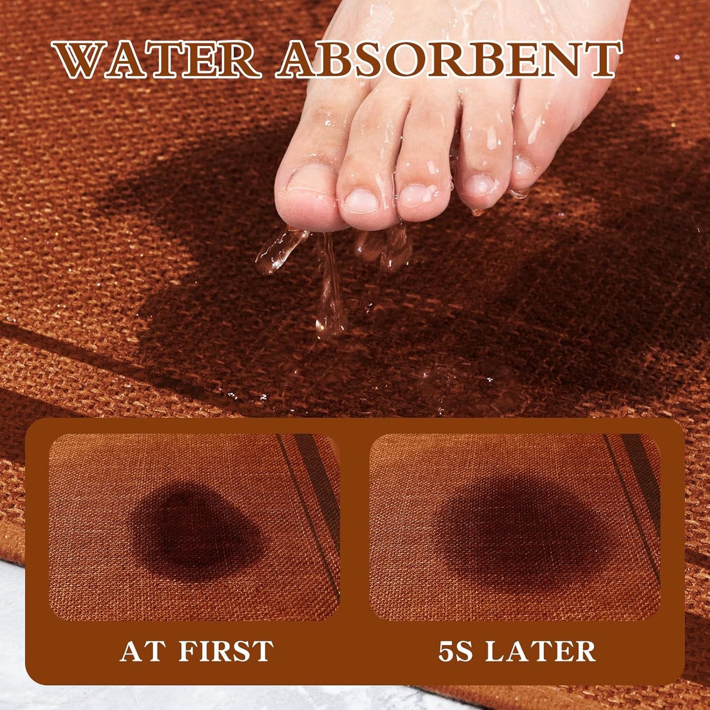 chakme Bathroom Rugs Mat 32x17, Ultra Thin Non Slip Bath Mat Quick Dry Absorbent Bath Mat for Bathroom, (Orange, 32"x17")