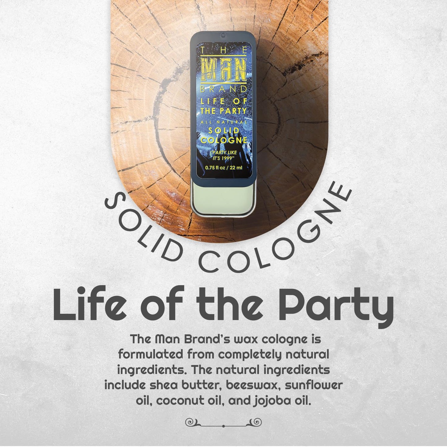 Life of the Party Solid Cologne - Natural Men's Travel Size Cool Water Cologne (3/4 oz, Pack of 1)