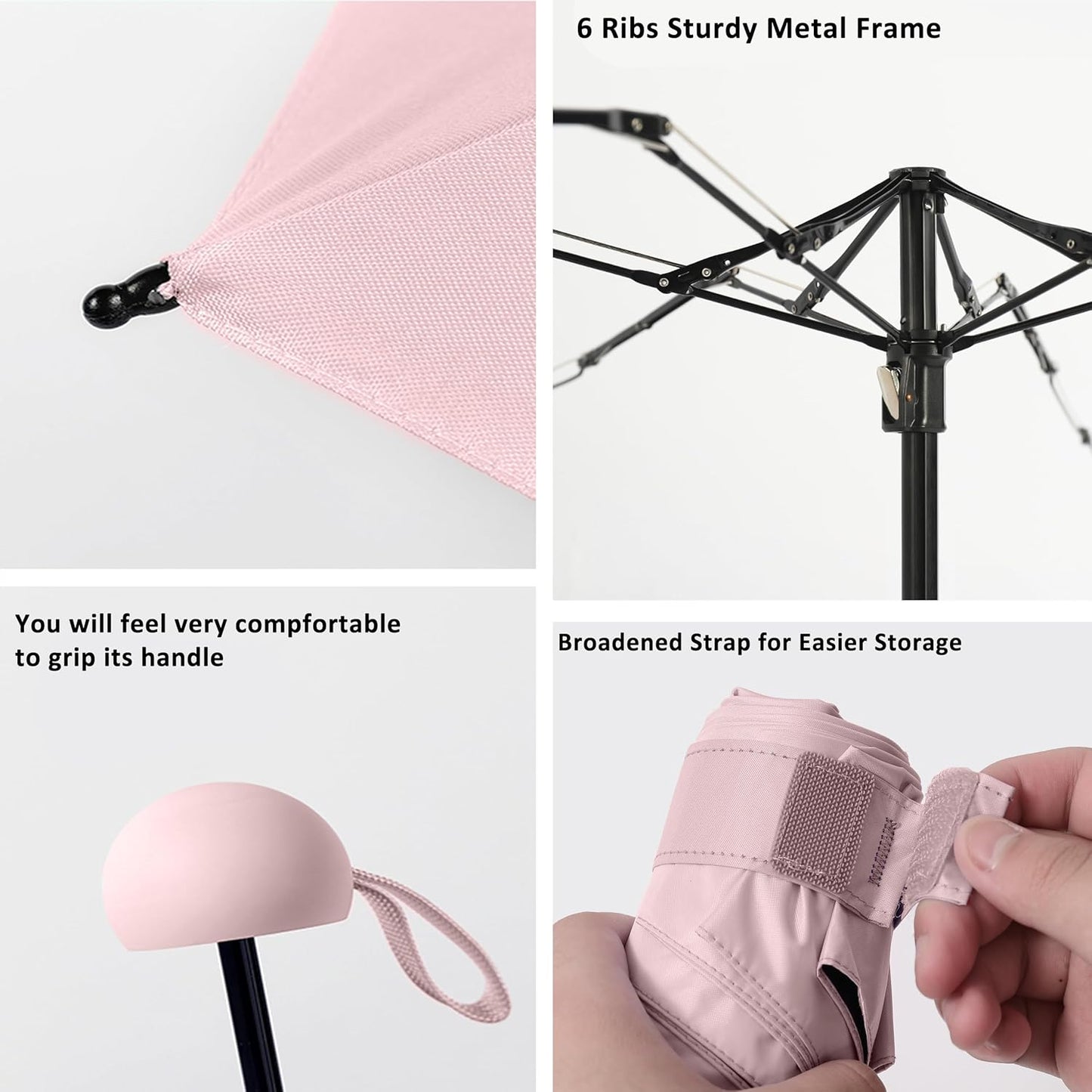 BAODINI Travel Mini Umbrella for Purse With Case Small Compact UV Sun Protection Sun Lightweight Tiny Pocket Manual Open Close Umbrella for Women Kids and Men
