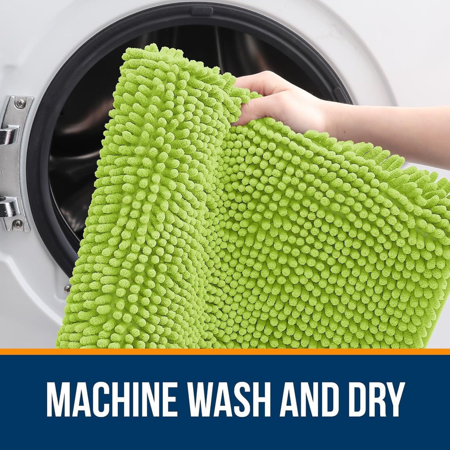 OLANLY Bathroom Rugs 24x16, Extra Soft Absorbent Chenille Bath Rugs, Rubber Backing Quick Dry, Machine Washable Bath Mats for Bathroom Floor, Tub and Shower, Home Decor Accessories, Bright Green