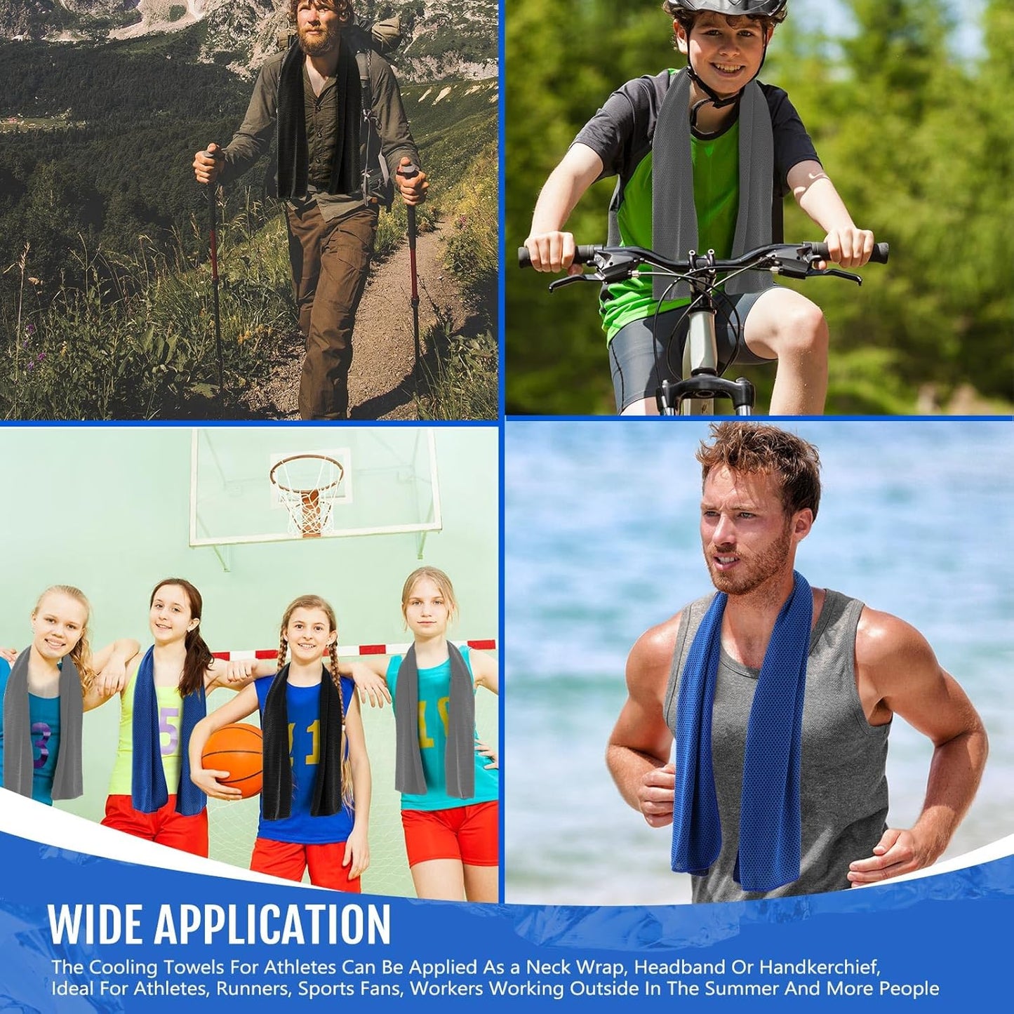 Hosuly 30 Pack Cooling Towels, 40"x12" Ice Breathable Soft Chilly Sweat Rag Microfiber Workout Rags for Gym Cooling Towels for Neck and Face for Yoga Golf Sport Running