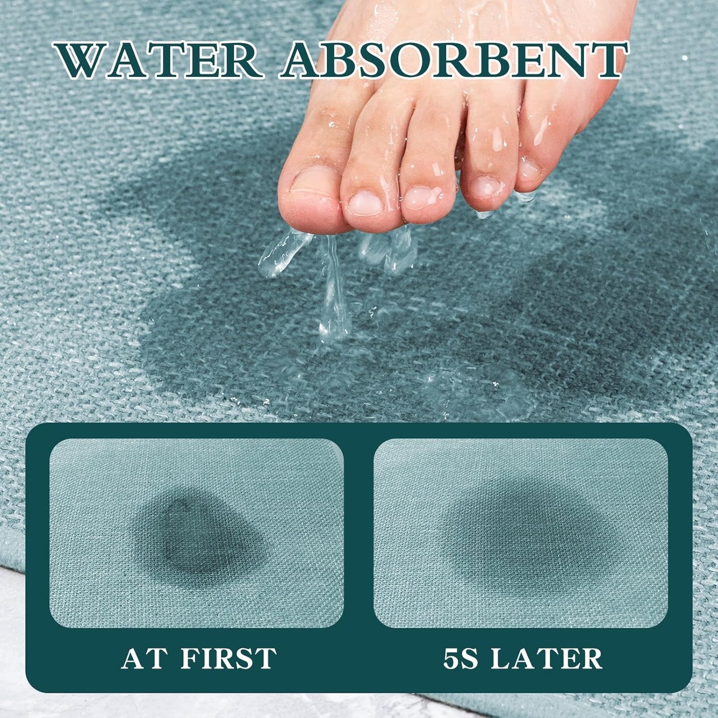 chakme Bathroom Rugs Mat 47x17, Ultra Thin Non Slip Bath Mat Runner Quick Dry Absorbent Bath Mat for Bathroom Floor, (Light Blue, 47"x17")