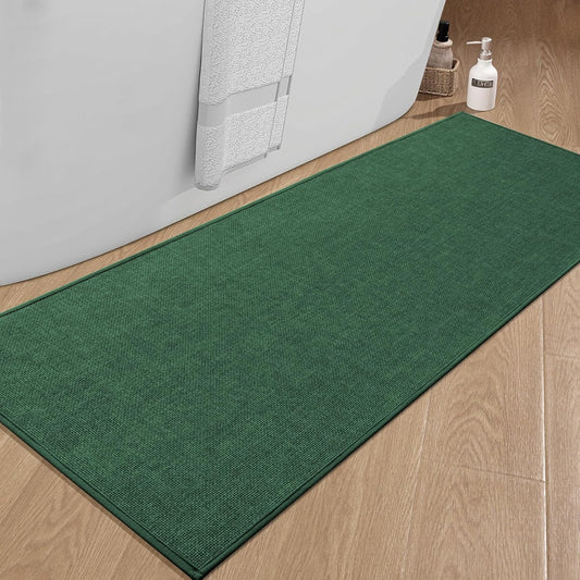 chakme Bathroom Rugs Mat 59x25, Ultra Thin Non Slip Bath Mat Large Quick Dry Absorbent Bath Mat for Bathroom Floor, (Green, 59"x25")
