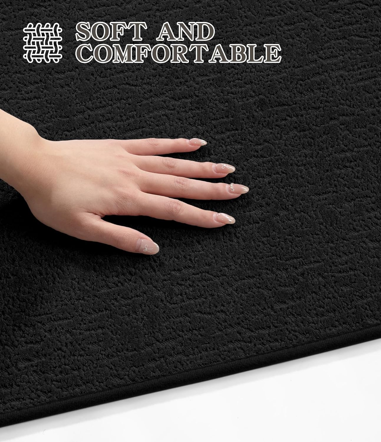 chakme Bathroom Rug Sets 2 Piece, Ultra Thin Bath Mat Quick Dry Bath Mat Set, Absorbent Bath Mat for Bathroom Non Slip Machine Washable, (Black, 2 Piece)