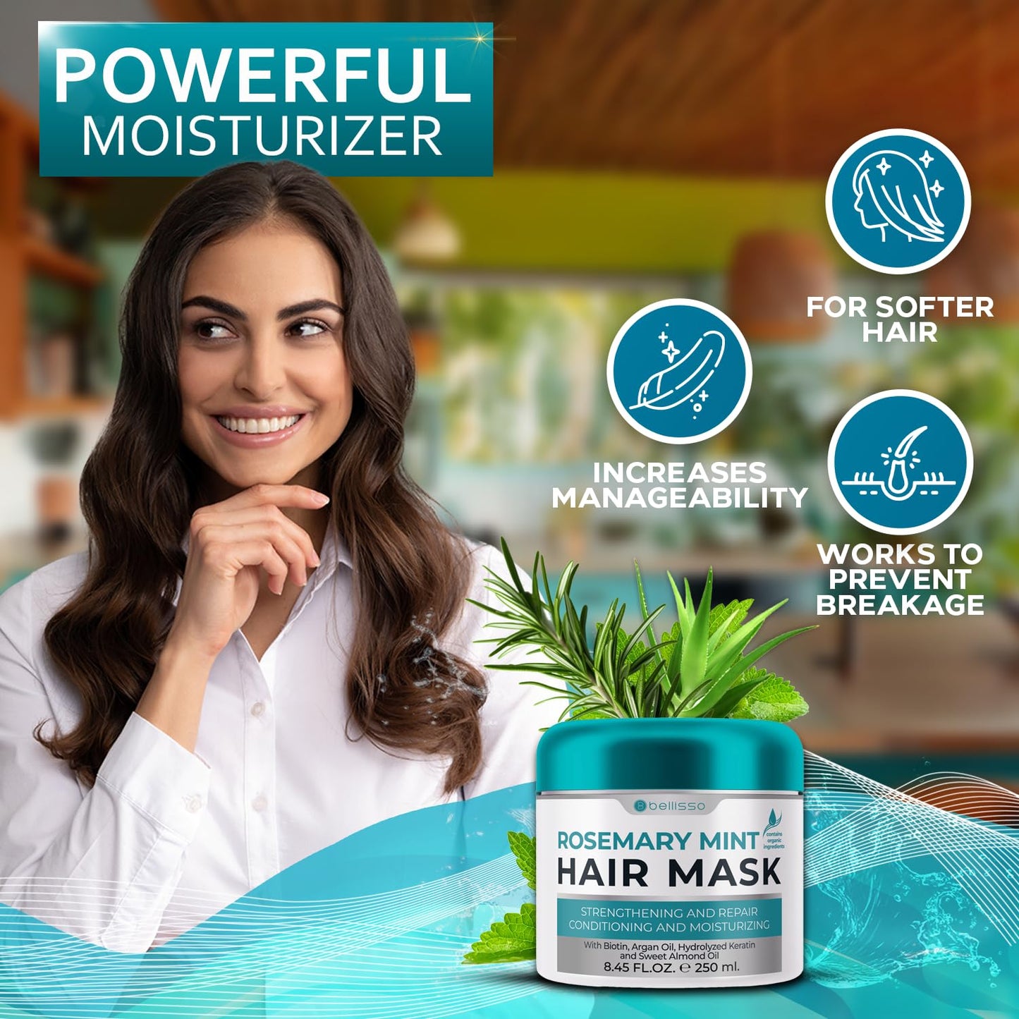 Rosemary Mint Oil Hair Mask - Deep Conditioning Repair Products for Damaged Care - Scalp Moisturizer and Hydrating Treatment for Women and Men - Volume for Extremely Dry, Thin and Frizzy Locks