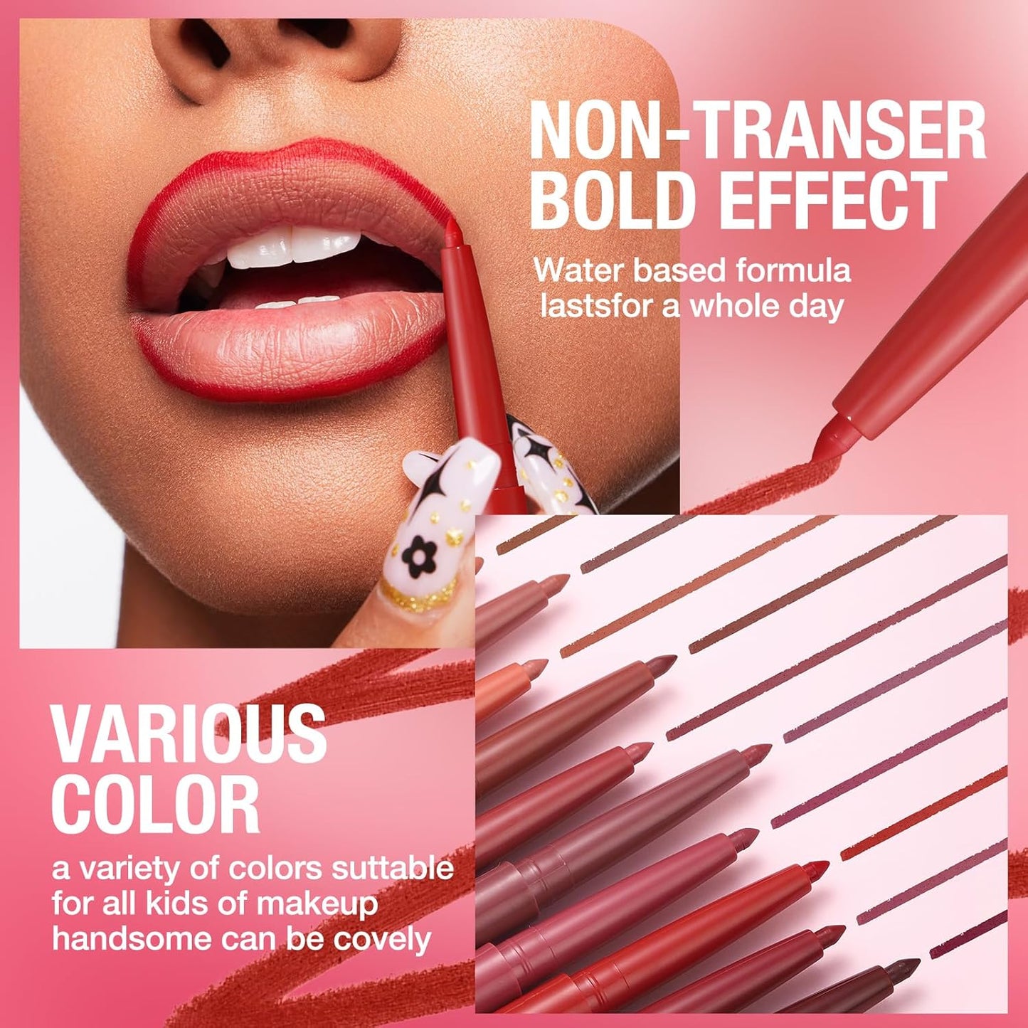 LANGMANNI 4Pcs Sculpting Matte Velvet Lip Liner Set,Smooth Creamy Texture,Waterproof And High Pigmented For Girls Daily Application Lip Makeup(1+2+3+4)