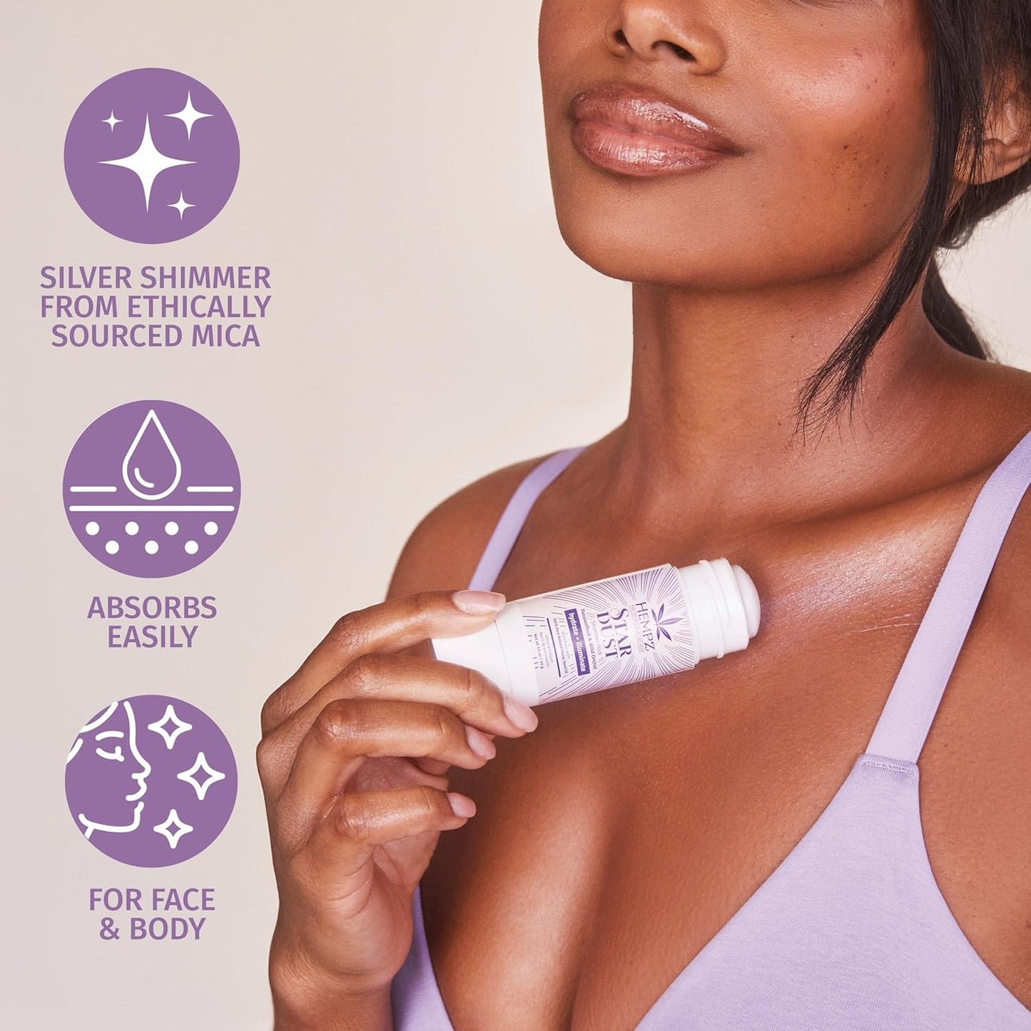 Hempz Star Dust Shimmer Stick, Illuminating Highligher for Body, Multi-Use, Travel Size, 1.4 oz.