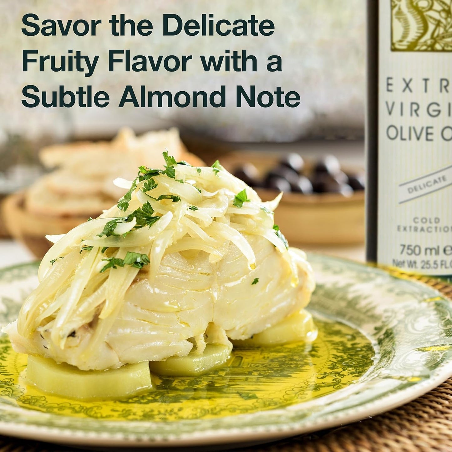 Delicate Italian Extra Virgin Olive Oil Cold Pressed - Light Olive Oil for Cooking and Frying, Imported from Italy - Masserie di Sant'Eramo - 25.5 Fl Oz (Pack 1)