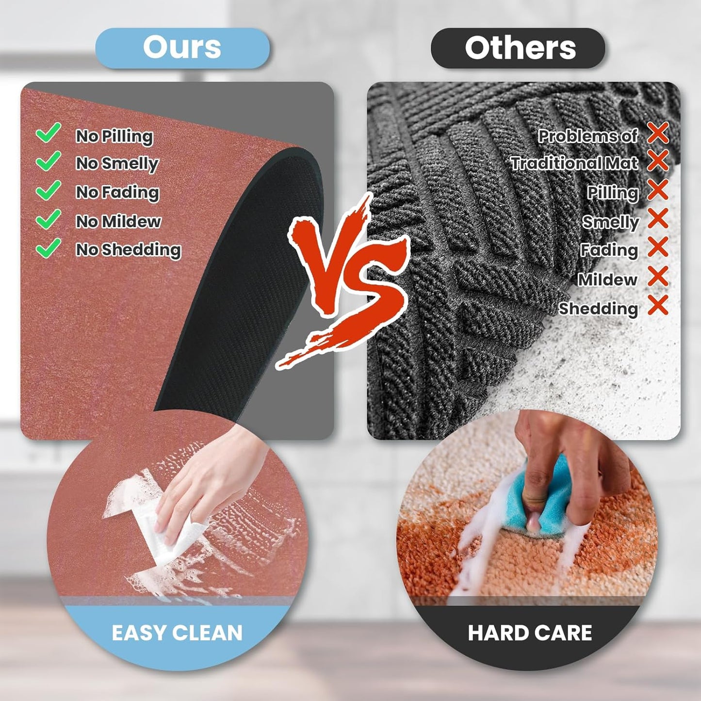 Diatomaceous Earth Bath mat Bathroom Rugs Super Absorbent Quick Dry Non Slip Bath Mat Thin Bathroom Floor Mats Fit Under Door-Shower Rug for in Front of Bathtub Shower, Brown, 15.7"*23.6"