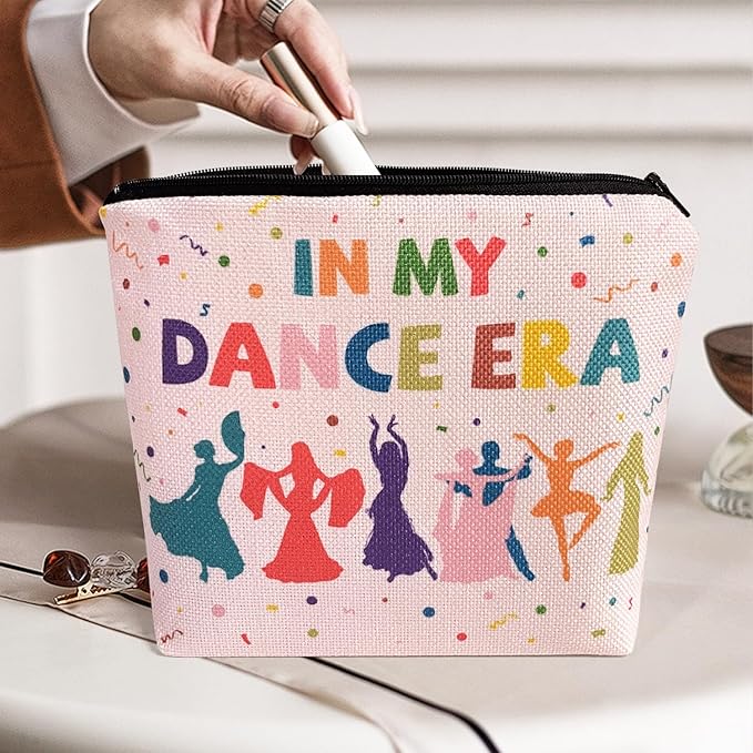 My Dance Era Canvas Zipper Cosmetic Bag, Small Makeup Bag for Women, Friends, Daughter, Sister for Dancers, Dancer Birthday Gifts for Girls (Pink)