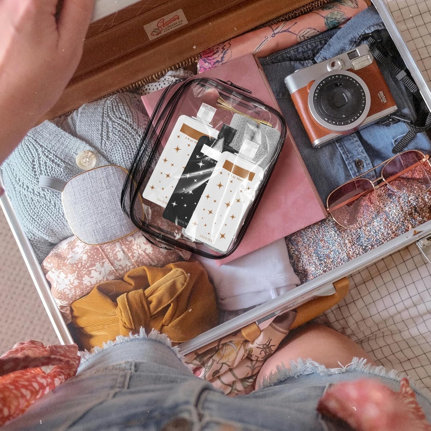 8 Pack Travel Pouches for Toiletries, Refillable squeeze Liquid travel pouches,Travel Shampoo and Conditioner Pouches,3oz leak proof travel pouches (Star)