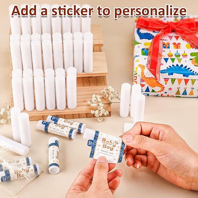 60 Pack Lip Balm Unlabeled, Natural Lip Balm Bulk Blank Tube, Personalized Lip Balm for Party Favors and Gift Basket Filling, Wedding or Baby Shower-5 Flavors