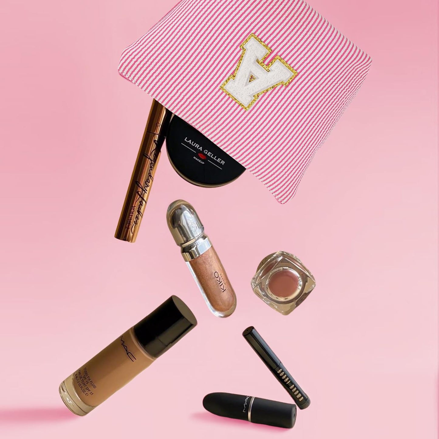 Travel Cute Makeup Bag Set - Make up Cosmetic Bag for Women, Small Makeup Bag for Purse Makeup Kit | Purple Stuff Birthday Gifts for Women Travel Essentials, Purple Letter S