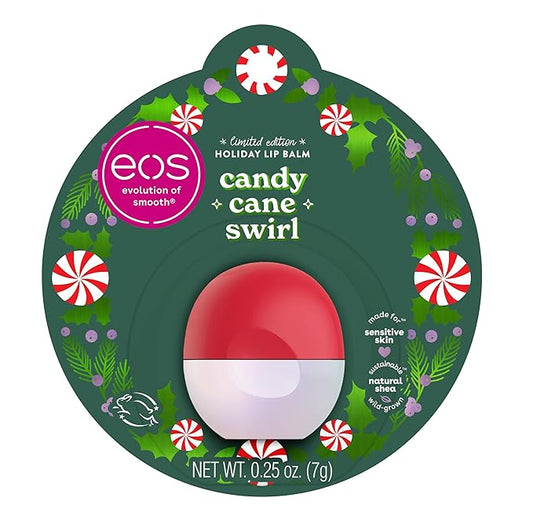Eos Limited Edition Holiday Lip Balm, Candy Cane Swirl, Christmas Gifts & Stocking Stuffers, Lip Care Products, 0.25 oz