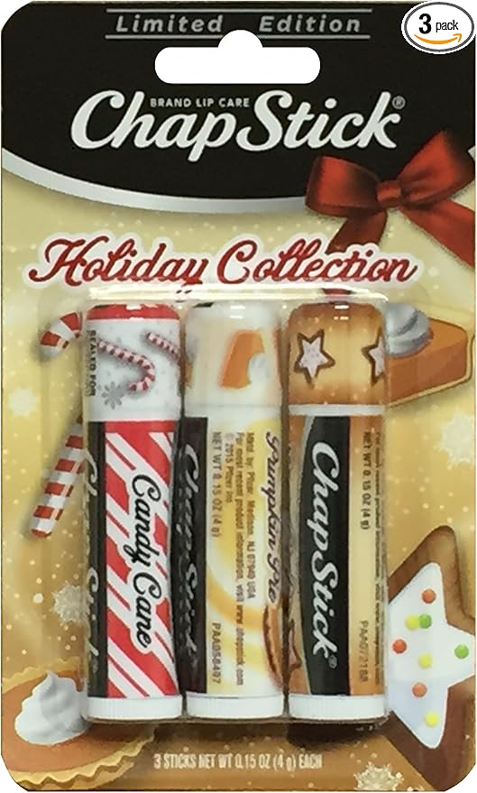 Chapstick Holiday Collection Limited Edition - Pumpkin Pie, Sugar Cookie, Candy Cane 3 Count .15 OZ