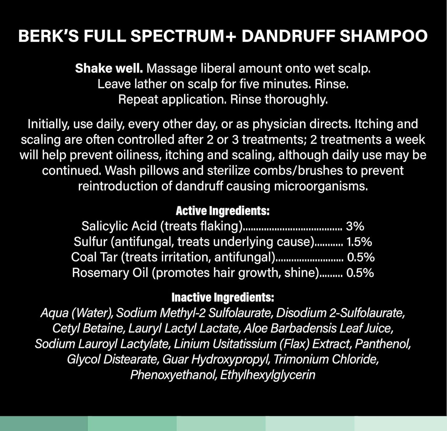 Berk's Full Spectrum Dandruff Shampoo with Coal Tar, Salicylic Acid, Sulfur, and Rosemary Oil, 8 Fl Oz (4-pack)