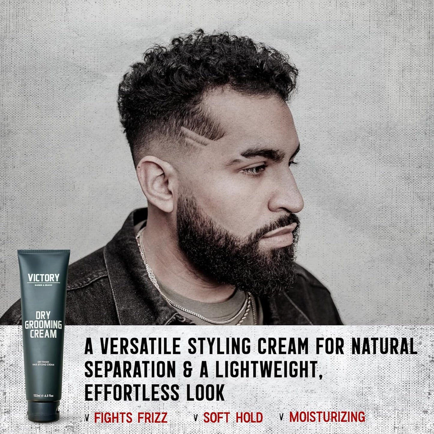 Dry Grooming Hair Cream for Men by Victory Barber & Brand | Men’s Hair Products Made in the USA | Anti Frizz Styling Cream | Wave Pomade for Styling Medium Length Hair with a Natural Finish