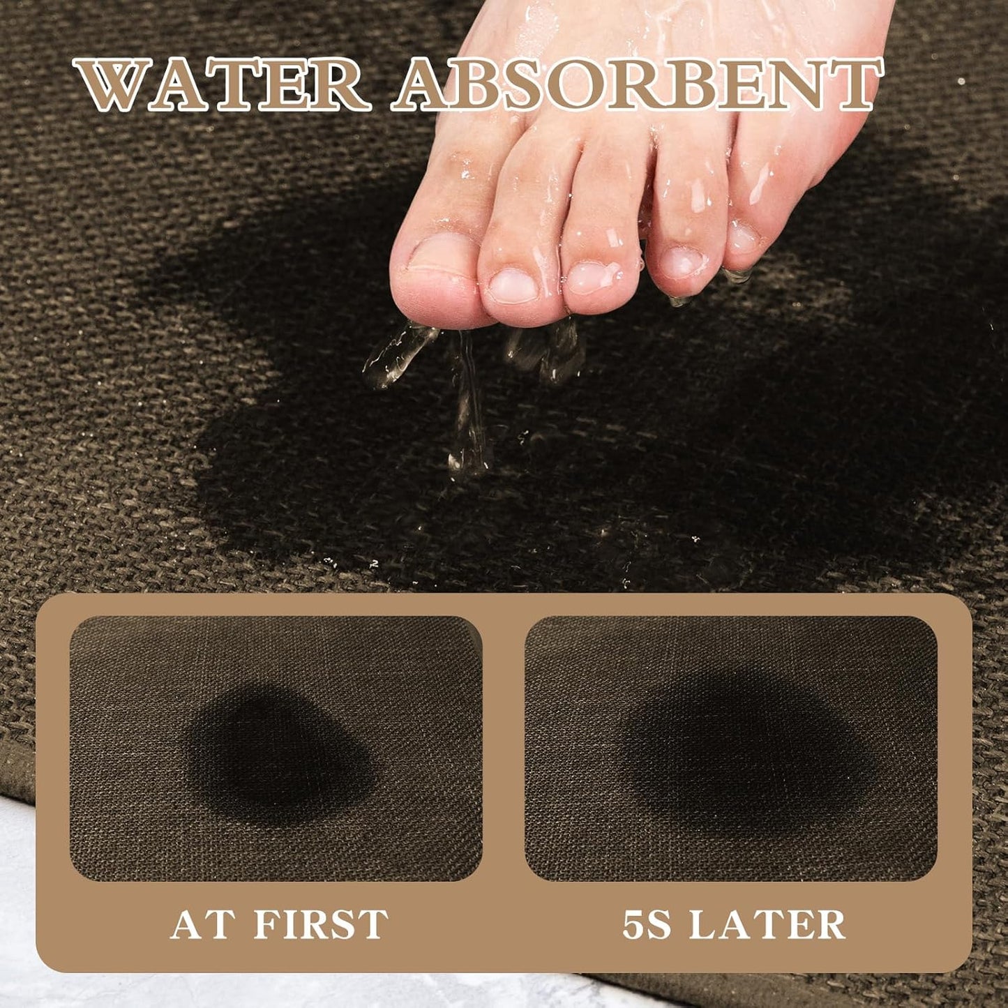 chakme Bathroom Rugs Mat 59x24, Ultra Thin Non Slip Bath Mat Large Quick Dry Absorbent Bath Mat for Bathroom Floor, (Brown, 59"x24")