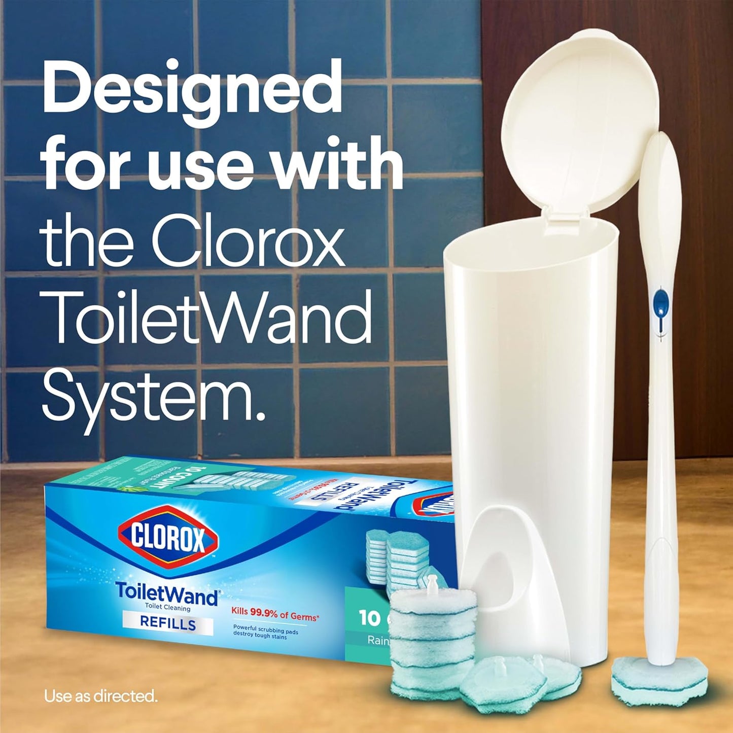 Clorox ToiletWand, Disinfecting Wand Refill Heads - Rainforest Rush, 10 Count (Package May Vary)