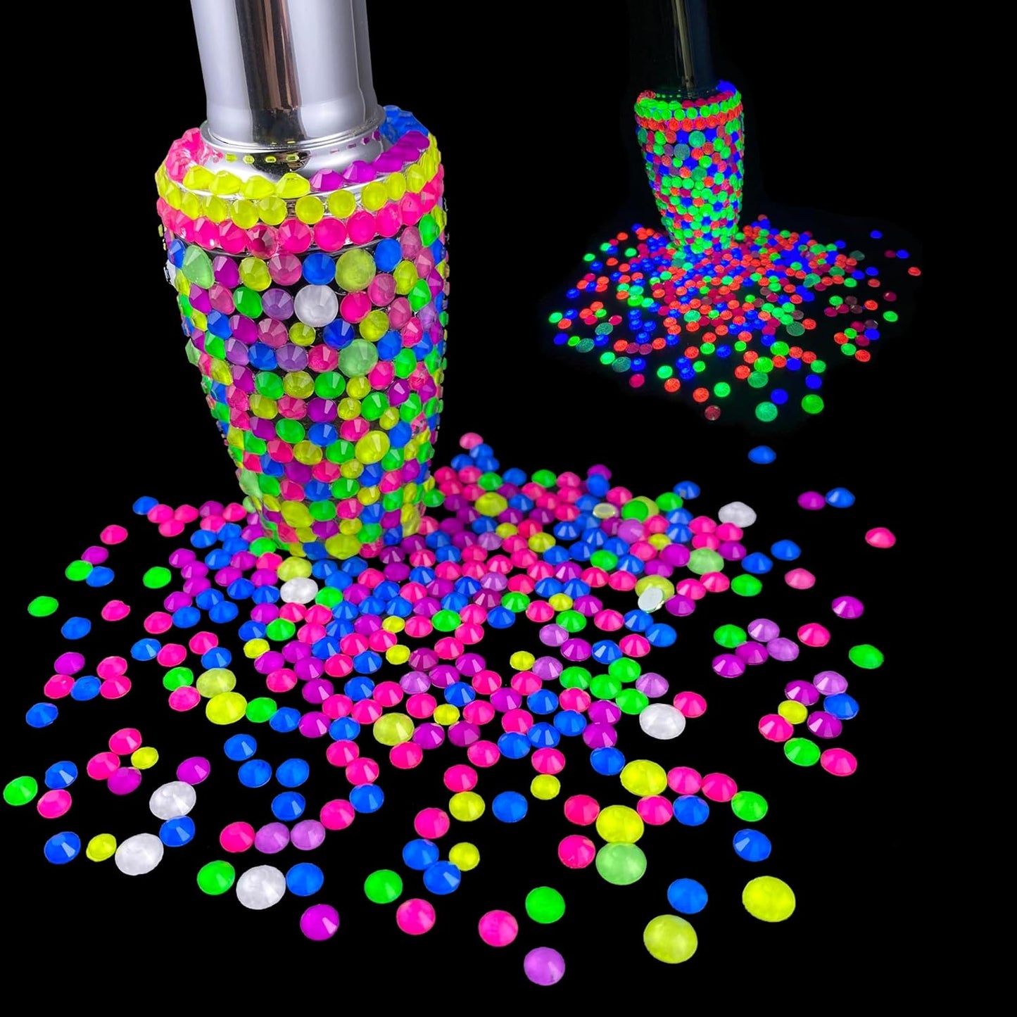 Flatback Glass Rhinestones,Bedazzler Gems 288pcs Non Hotfix Crystal Rhinestones for Nail Charms Crafts Clothes Tumblers,Hot Pink Neon,SS30