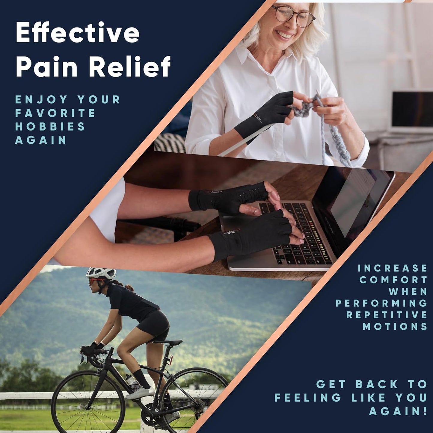 Copper Compression Arthritis Gloves | Fingerless Arthritis Carpal Tunnel Pain Relief for Men & Women | Hand Support Wrist Brace for Neuropathy, Rheumatoid, Tendonitis, Swelling, Crocheting, Typing Pink M