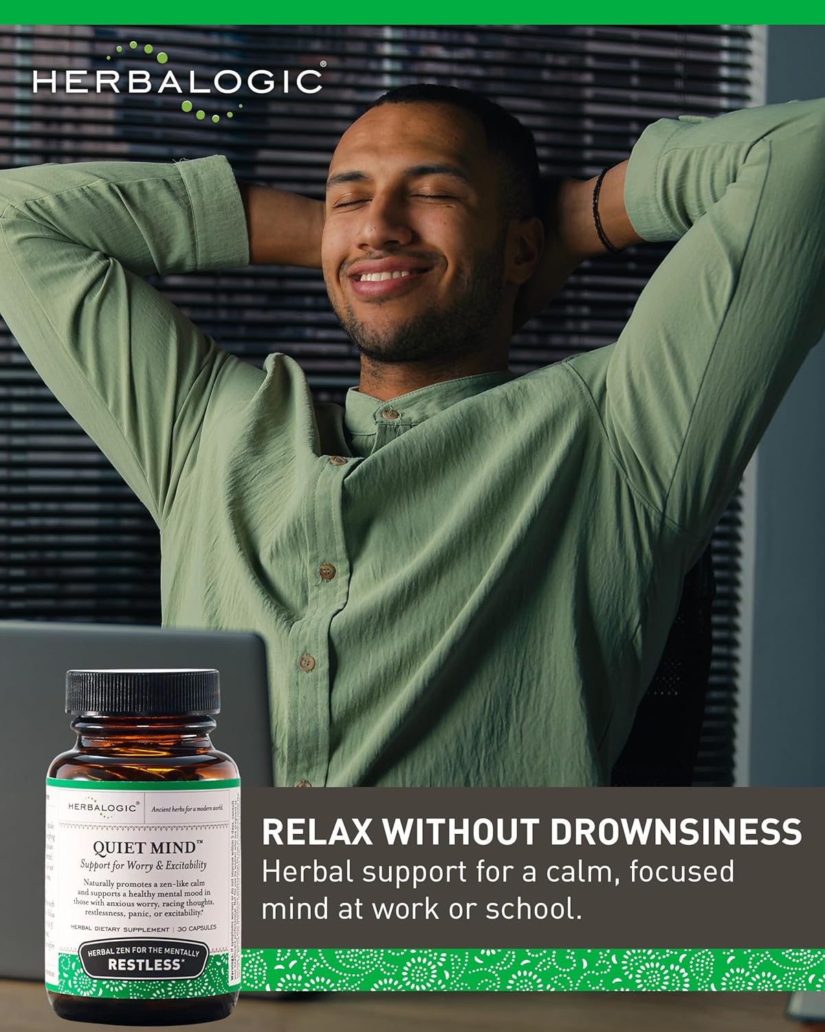 Quiet Mind Herb Capsules - Non-Sedating, Promotes a Feeling of Zen-Like Calm - Eases Anxious Worry and Panicky Mood - Based on The Traditional Chinese Formula GUI Pi Tang - 30 Cap Count