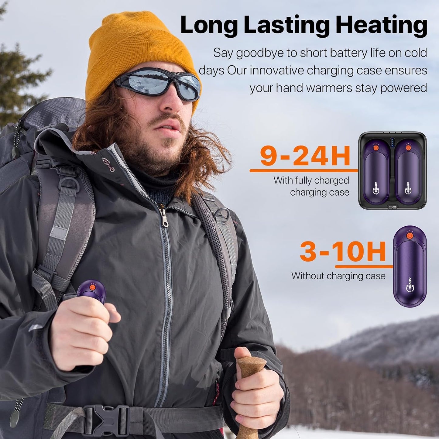 Hand Warmers Rechargeable 2 Pack, 14000mAh Electric Hand Warmers, Smart Chips 24Hrs Long Safe Heat, Portable Pocket Heater, Gifts for Christmas, Outdoor, Golf, Hunting, Camping Accessories