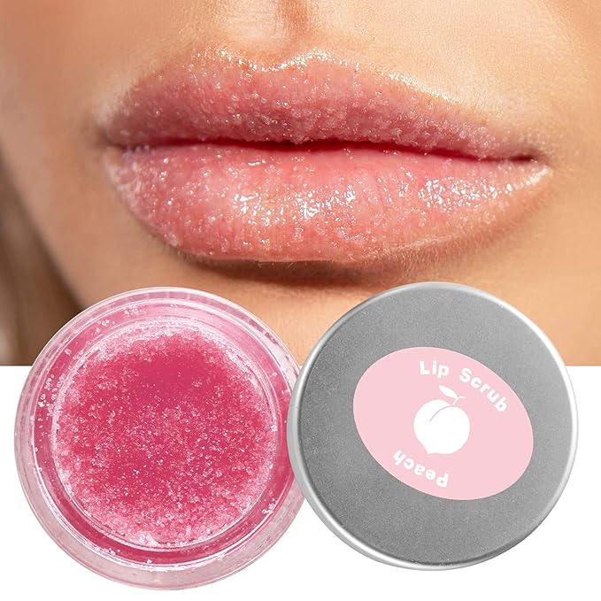 Lip Scrubs Exfoliator & Moisturizer, Lip Repair for Lush Soft Lips, Lip Moisturizer for Chapped Dry and Flaky Lips Treatment (Peach)