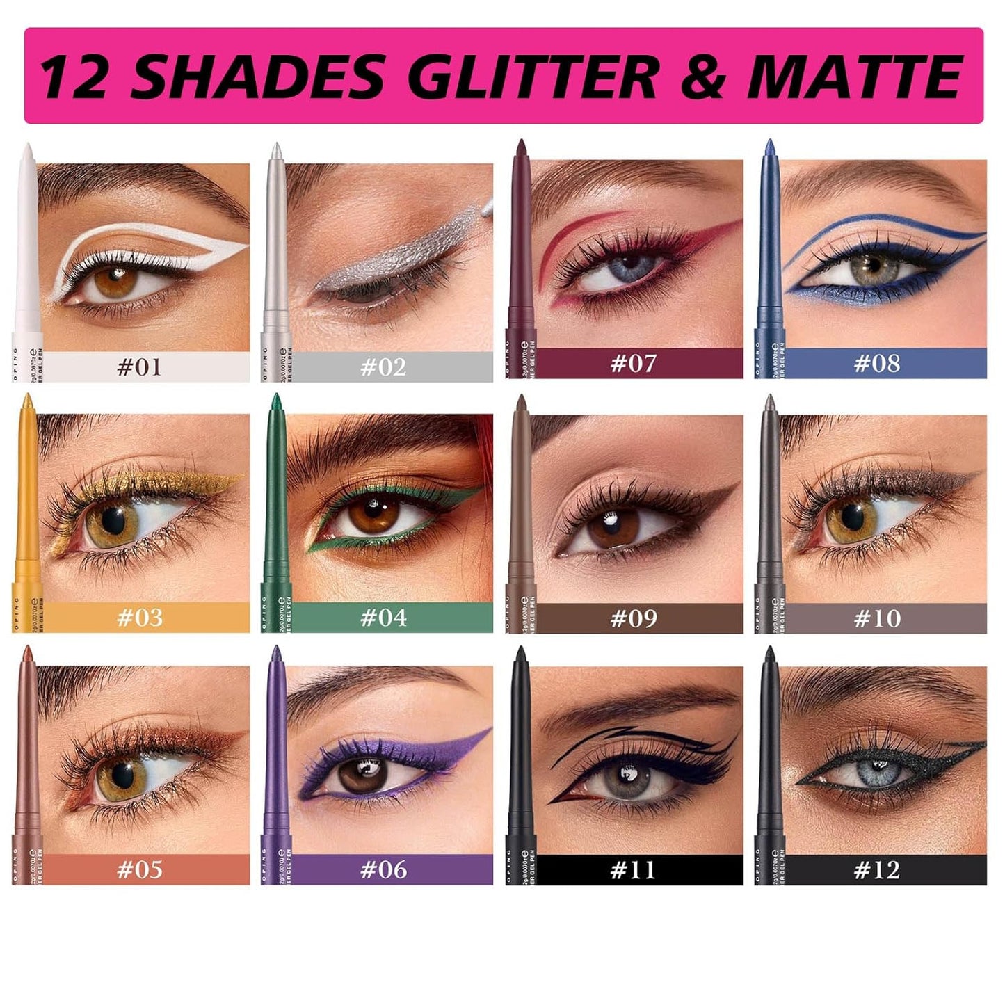 Grey Eyeliner Pencil Waterproof Retractable Cream Grey Gel Eyeliner Smudge-proof Hypoallergenic (10#)