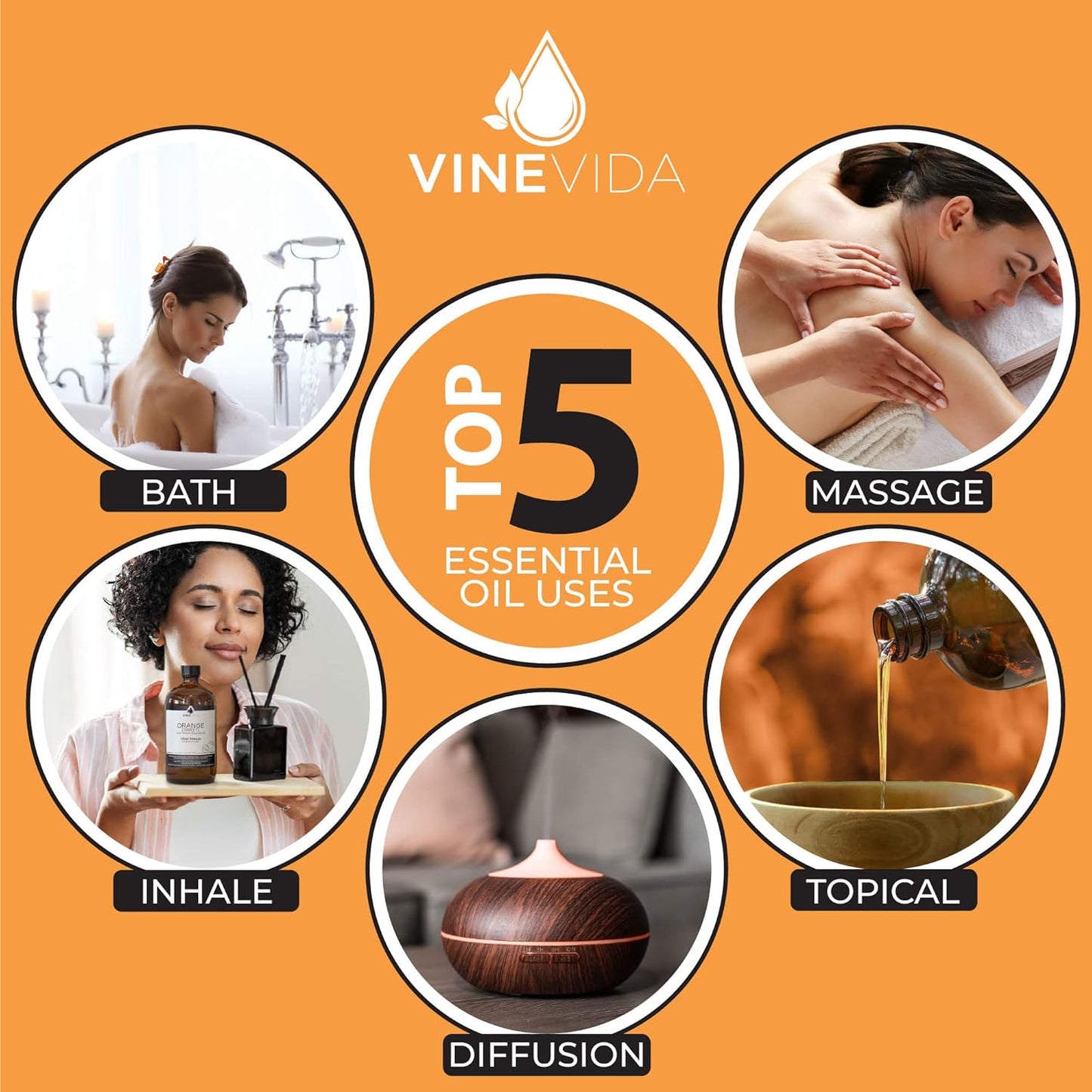 VINEVIDA Orange Sweet Essential Oil - 16 oz - Undiluted - DIY Candle Scents - Bulk for Soap Making & Skin Safe