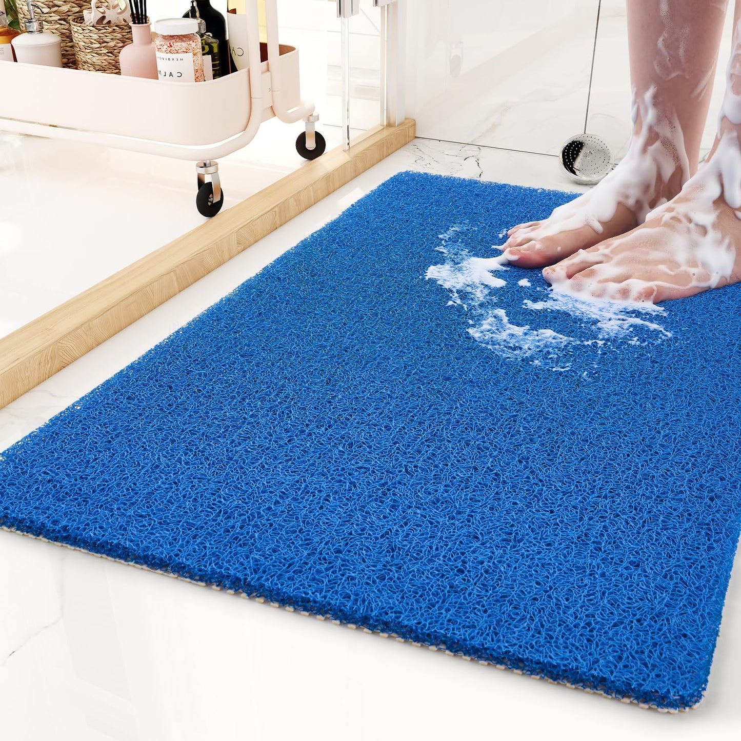 Non-Slip Bathtub Mat, 17x 30 Inch, Shower Mats for Bath Tub, PVC Loofah Bathroom Mats for Wet Areas, Quick Drying