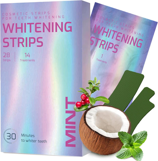 Gentle Teeth Whitening Strips - (28 Stripes) Bleaching Teeth Free of Peroxide for a Radiant Smile - Gentle Tooth whitening