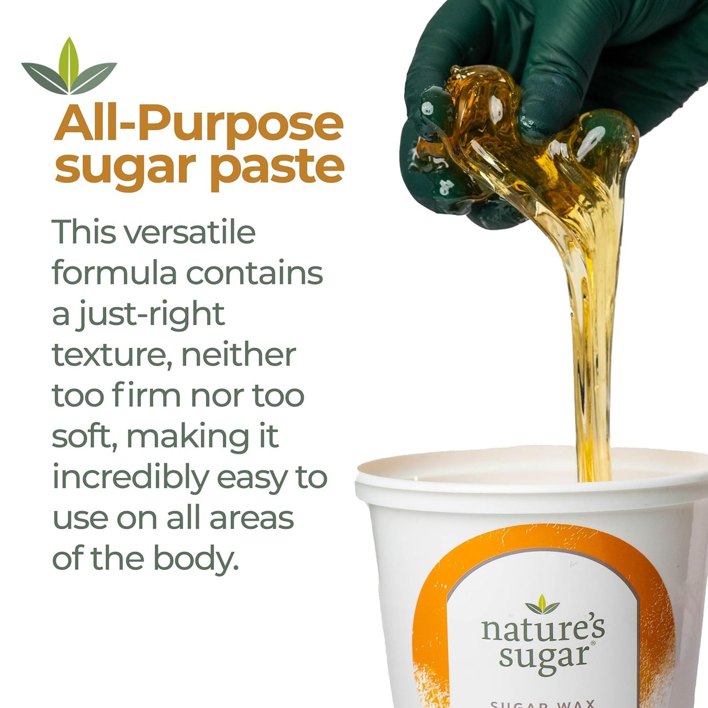 Nature’s Sugar - All-Purpose Sugaring Paste for Legs, Back, Arms, Chest - Beginner-Friendly Sugar Wax Hair Removal for All Skin Types - Vegan and Cruelty-Free 32oz - 2 Pack