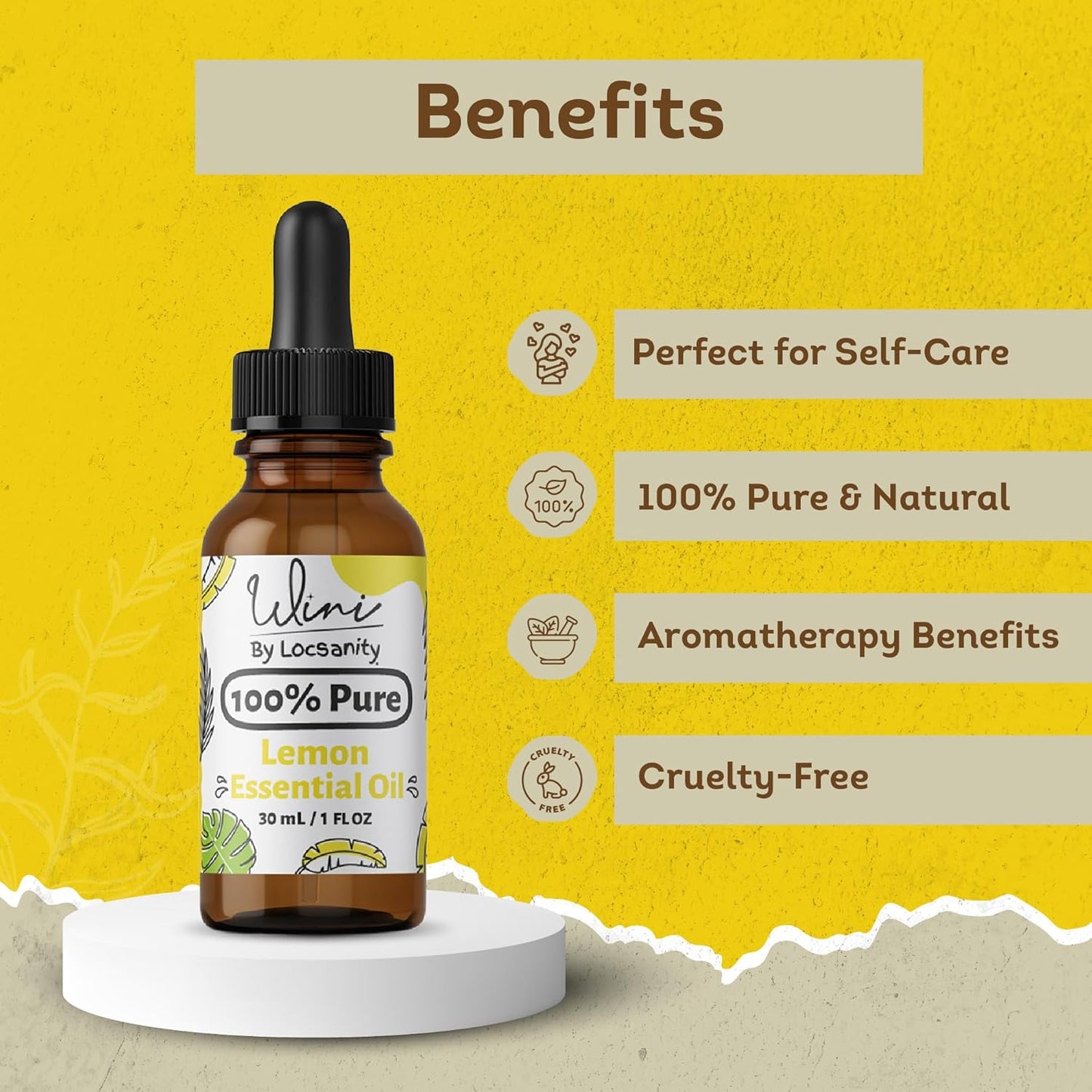 WINI by Locsanity Lemon Essential Oil with Glass Dropper | 100% Pure & Natural Lemon Diffuser Oil | Premium Grade Essential Oils for Skin Care, Aromatherapy, Hair & Scalp, Fresh Citrus Scent | 30ml