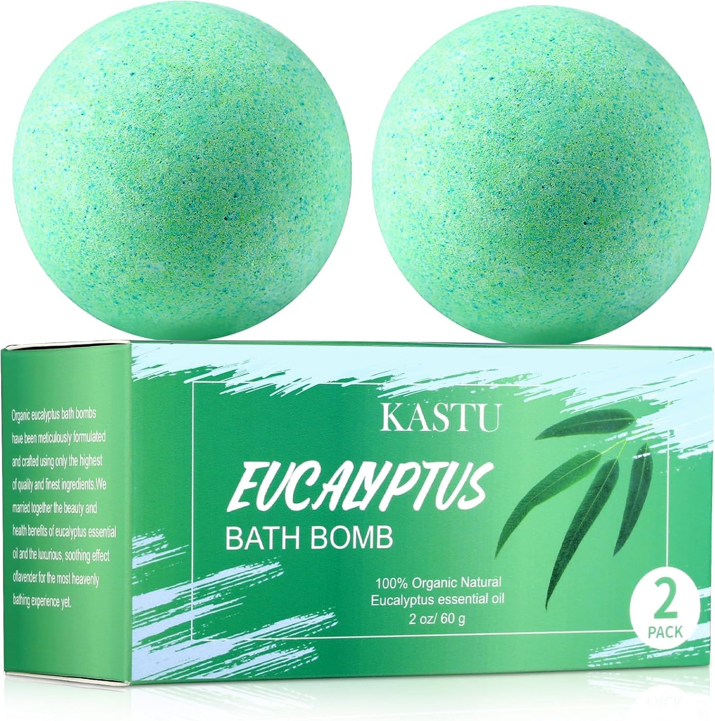 Bath Bombs Salt Balls,Eucalyptus Extract Essential Oils,Moisturizing Dry Skin,Fizzy Spa,Relaxation,Bubble Bath Bomb Gifts Idea for Men Women,2 x 100g