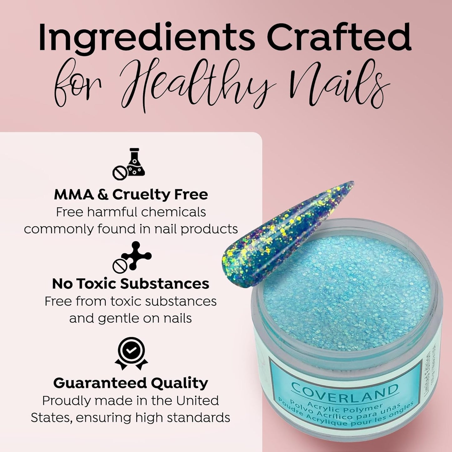 Tones Coverland Acrylic Powder | Blue Lagoon | 1.5 Oz | Limited Edition for Nail Design | Sculpting | Masking Bed Imperfections | Professional Supplies