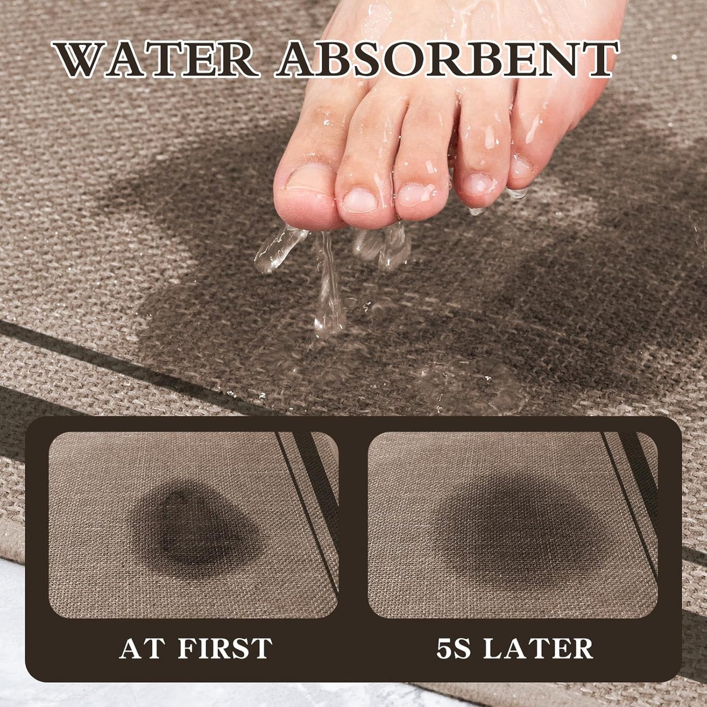 chakme Bathroom Rugs Mat 36x24, Ultra Thin Non Slip Bath Mat Large Quick Dry Absorbent Bath Mat for Bathroom Floor, (Dark Beige, 36"x24")