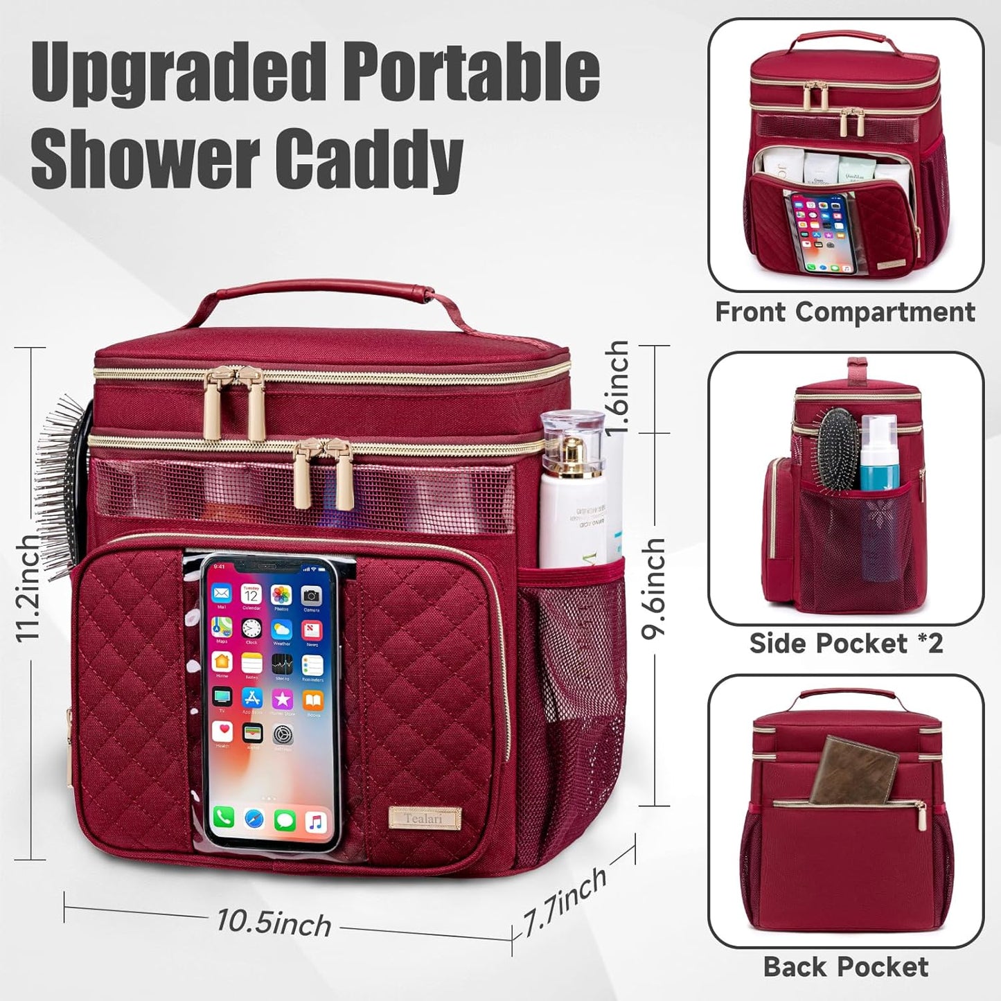 Large Toiletry Bag for Women Men,Bathroom Bag,Water Resistant Portable Shower Caddy for College Dorm,Hanging Toiletry Bags for Traveling,Gym Camping Cruise Ship Travel Essentials Shower Bag