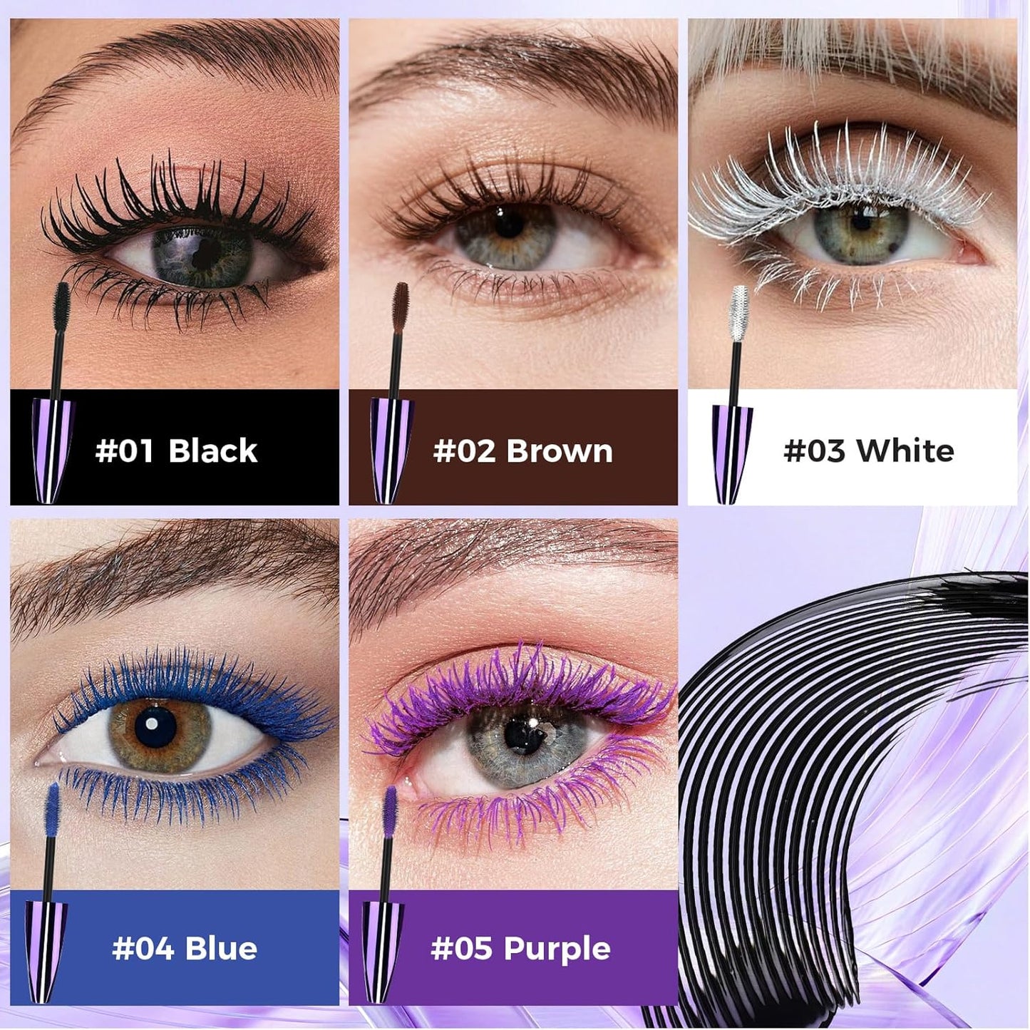 2PCS Black Mascara for Eyelashes, 5D Colored Mascara 【Waterproof】【Natural Curling】【Lengthening Curling rimel de pestañas Volume】for Women Eye Makeup Cosplay & Parties