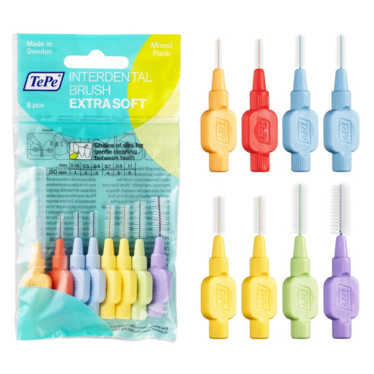 TePe Interdental Brush Extra Soft, Supersoft Dental Brush for Teeth Cleaning, Pack of 8, Multi Pack